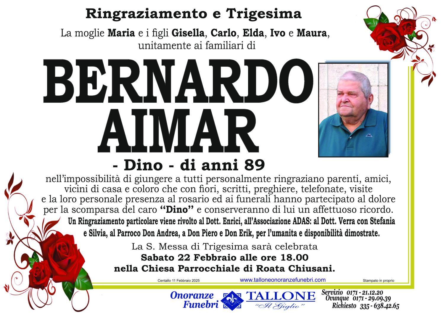 <br />
<b>Warning</b>:  Undefined variable $info in <b>/home/tallone/public_html/ringraziamenti.php</b> on line <b>68</b><br />
Bernardo Aimar